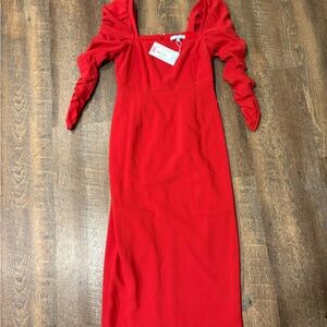 ANTONIO MELANI Vibrant Red Long Sleeve Dress